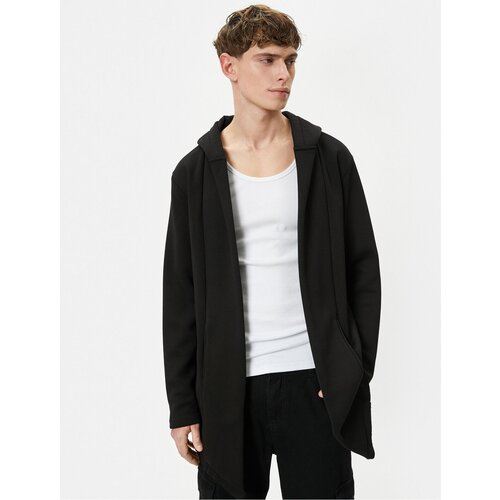 Koton Hooded Cardigan With Stitch Detail Pockets Asymmetric Cut Slike