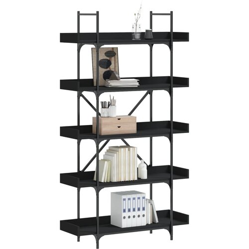 VidaXL Knjižna omara 5-nadstropna črna 100x33x180,5 cm inženirski les Slike