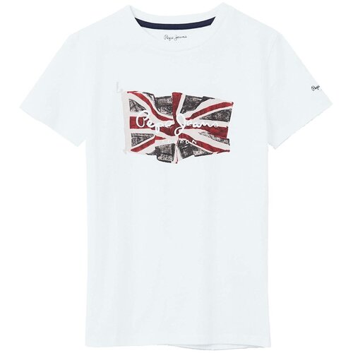 Pepe Jeans FLAG LOGO SS Bijela Slike