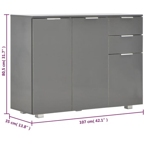 Komoda visoki sjaj siva 107x35x80,5 cm Slike