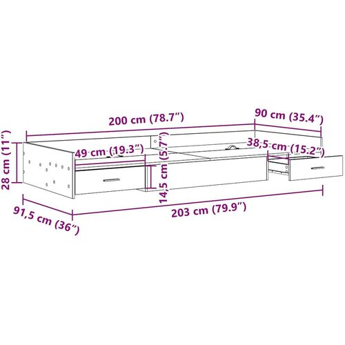  S uzglavljem s ladicama Bijelo 90 x 200 cm Konstruirano drvo Slike