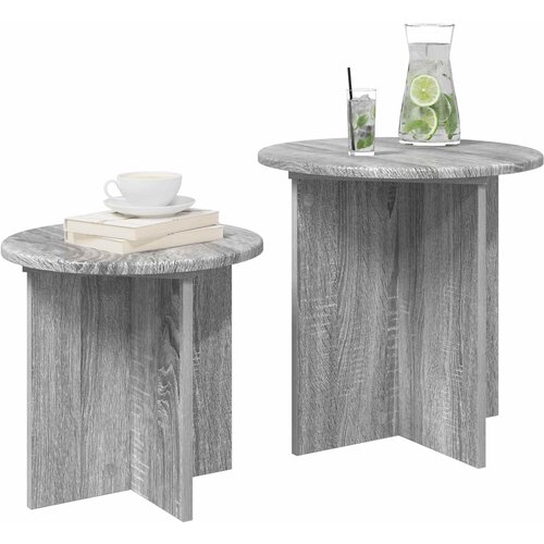  Set pomoćnih stolića 2 pcs Siva sonoma Konstrukcijsko drvo Slike