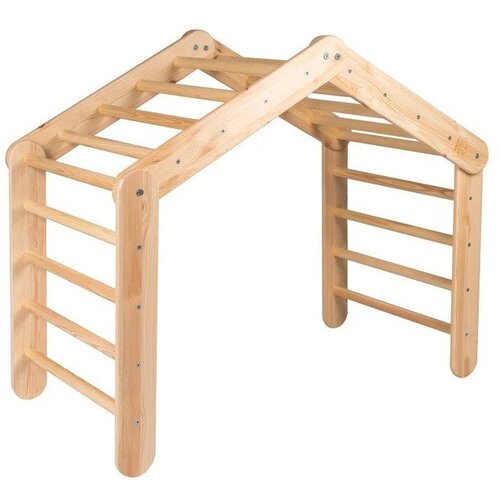 MeowBaby Roza/naravna barva trikotnik iz borovega lesa 112x61x94 cm Montessori - Slike