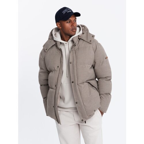 Ombre Heavily insulated men&amp;#039;s peplum puffer jacket - brown Slike