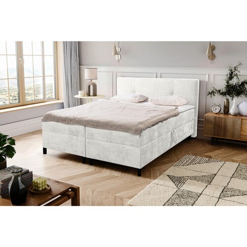 MID.YOU POSTELJA Z VZMETNICO 180 cm x 200 cm , les, tekstil krem barve Cene