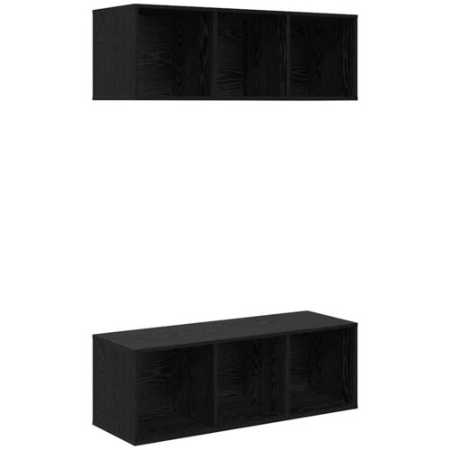  Set TV komoda Zidne 2 pcs Crni hrast 37 x 37 x 107 cm Slike