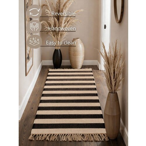 Hanse Home Crna/krem ručno rađena jutena staza 80x200 cm Playa &amp;ndash; Slike
