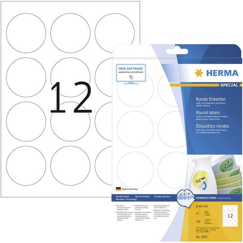 Herma Okrogle samolepilne etikete Superprint 5067, (&amp;Oslash; 60), 25/1 Slike