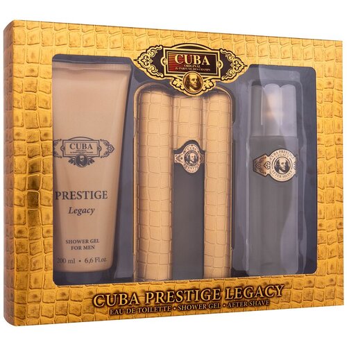 Cuba Prestige Legacy darilni set toaletna voda 90 ml + gel za prhanje 200 ml + losjon po britju 100 ml za mo&amp;scaron;ke Slike