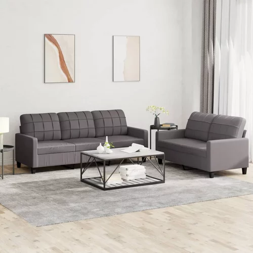  2-dijelni set sofa s jastucima sivi od umjetne kože