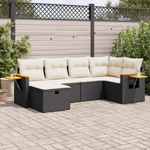  6-dijelni set vrtnih sofa s jastucima crni od poliratana Slike