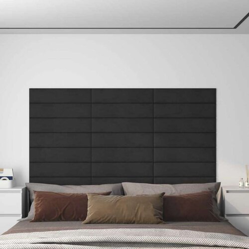  Zidna uzglavlja 12 pcs Crna 60 x 15 cm Baršun Cene