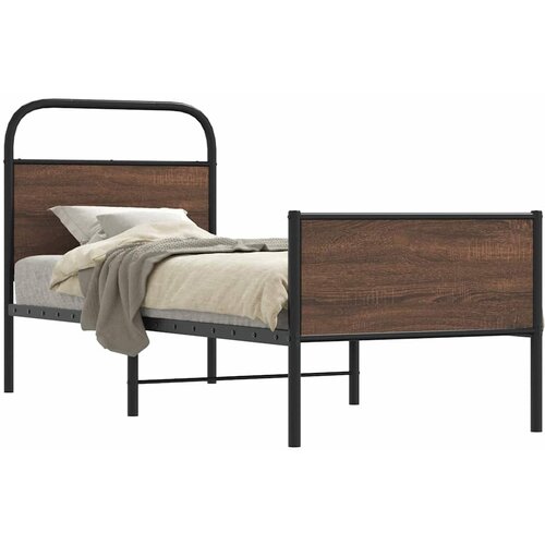 vidaXL Posteljni okvir brez vzmetnice 75x190 cm rjav hrast inž. les Cene