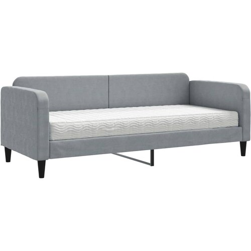  Dnevni krevet s madracem svjetlosivi 80 x 200 cm od tkanine Slike