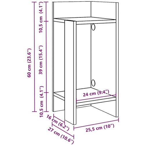 VidaXL Pomoćni stolići 2 kom s policom siva boja betona 25,5x27x60 cm Slike