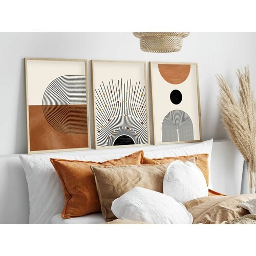 Wallity Huhu198 - 50 x 35 multicolor decorative framed mdf painting (3 pieces) Cene