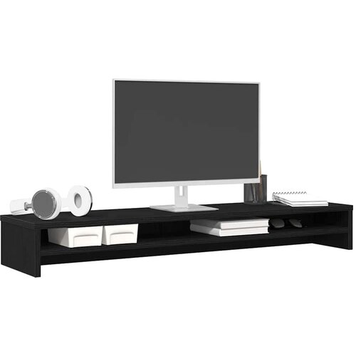 VidaXL Stalak za monitor crni hrast 100x24x13 cm konstruirano drvo Slike