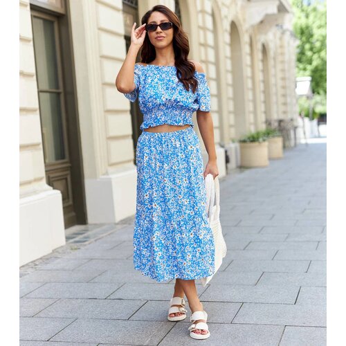 Gemre Blue set with top and midi skirt Elora Cene