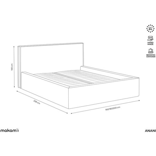 Makamii Oblazinjena zakonska postelja s prostorom za shranjevanje z letvenim dnom 160x200 cm v barvi terakote Anani &amp;ndash; Slike