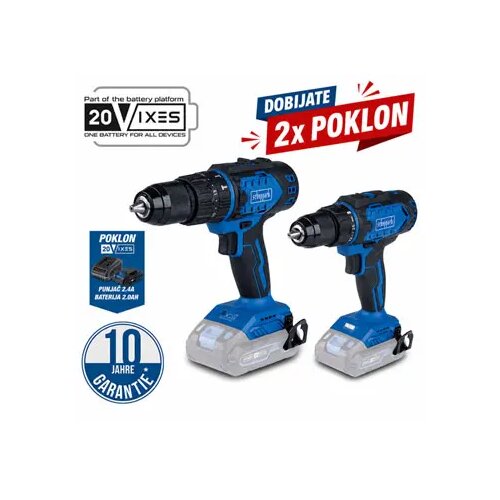 Scheppach IXES 20V set akumulatorskih bu&scaron;ilica &ndash; Brushless udarna bu&scaron;ilica BC-CD60-X + bu&scaron;ilica-odvijač C-DD45-X Cene