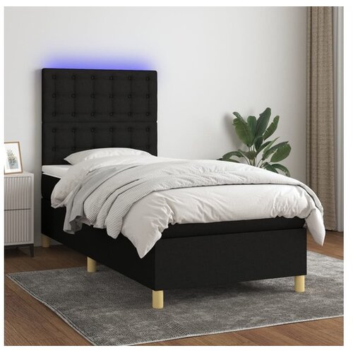 vidaXL Box spring s madracem LED crni 100x200 cm od tkanine Cijene