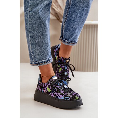 Maciejka Leather Sports Shoes On Platform Purple Cijene