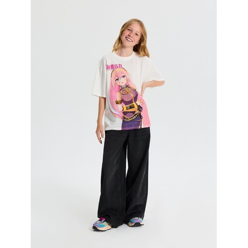Sinsay Pamučna oversize majica s printom Hatsune Miku Slike