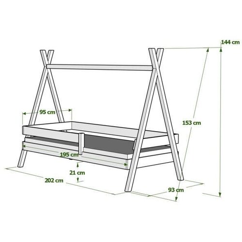  dječji krevet Tipi Plus - bijeli - 190x90 cm Slike
