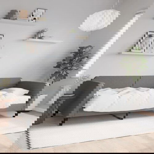 VidaXL Dnevna postelja z vzmetnico temno siva 100x200 cm blago Slike