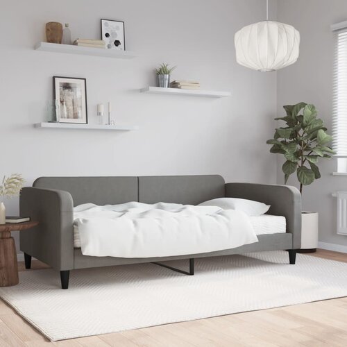 VidaXL Dnevni krevet s madracem tamnosivi 100 x 200 cm od tkanine Slike