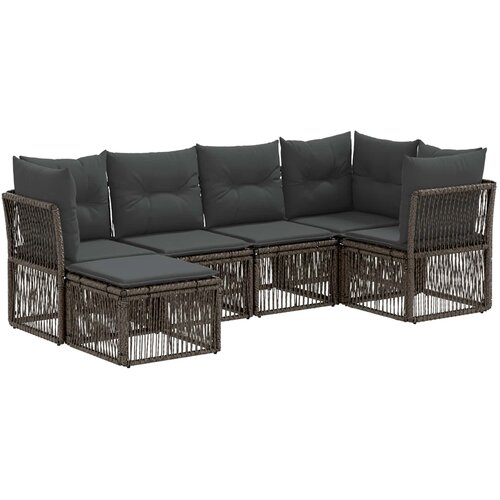 vidaXL Vrtna sedežna garnitura 6 pcs Siva poli ratan, (5000272363) Cene