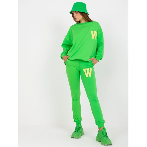Fashion Hunters Light green tracksuit set with a sweatshirt without a hood Slike
