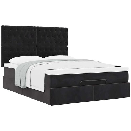  Otomanski krevet s madracima crni 140x190cm bar&amp;scaron;unasti Slike