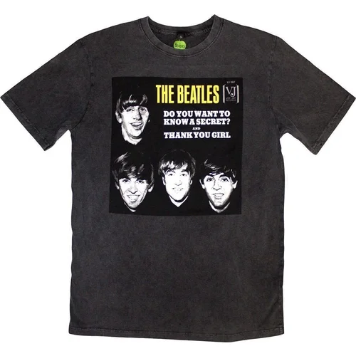 The Beatles Majica VJ Secret Sleeve Stone Wash Unisex Charcoal Grey 2XL