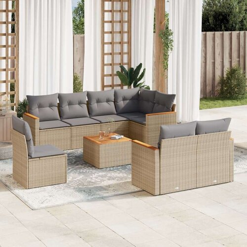  9-dijelni set vrtnih sofa s jastucima bež od poliratana Cene