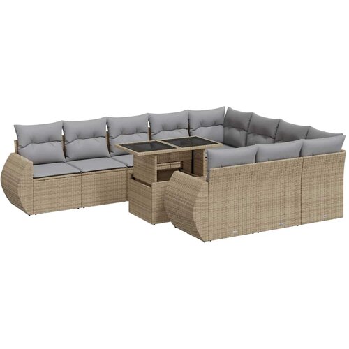  11-dijelni set vrtnih sofa poliratan s jastucima svijetlosivi Slike