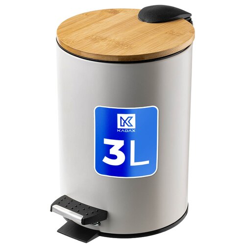 KADAX Majhen 3-litrski bambusov ko&amp;scaron; za odpadke s pedalom, bež mat, (5000356687) Slike
