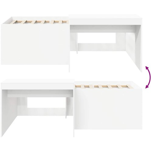  Krevet za djecu s visokim okvirom i stolom Bijela 80 x 200 cm Slike