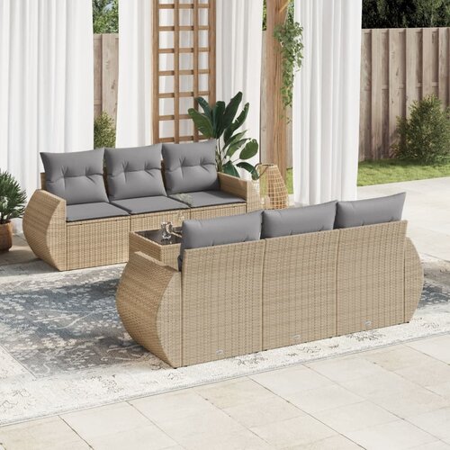 vidaXL 7-dijelni set vrtnih sofa od poliratana s jastucima bež Cijene