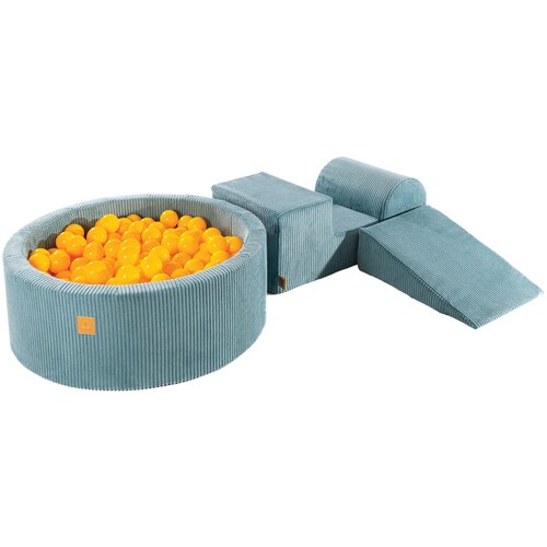 MeowBaby Foam Playground 3-delni komplet za igranje iz pene z okroglim bazenom, 200 žog, estetsko, Velvet, turkizna: rumena, (21333752) Cene