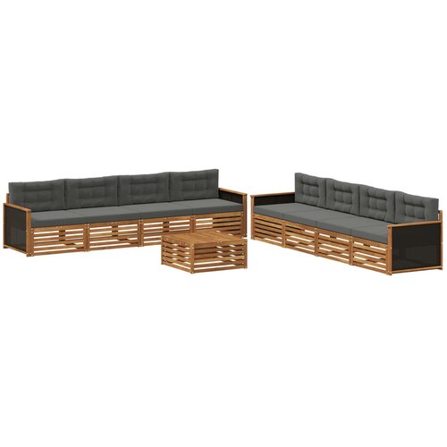 vidaXL Zunanja garnitura za sedenje 9 pcs Naravna in antracitna, (5000282416) Cene