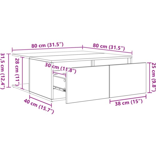 vidaXL Stolić za kavu Crni hrast 80 x 80 x 31 cm Konstruirano drvo Cijene