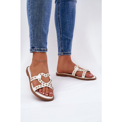 Boto Embellished Flat Women's Slippers White Adivrae Cijene