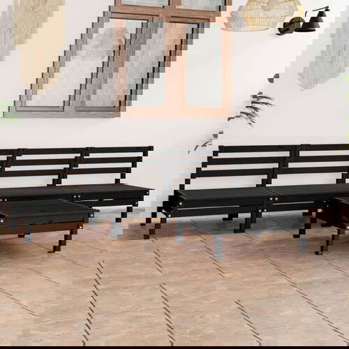  5-dijelna vrtna garnitura od masivne borovine crna Cijene