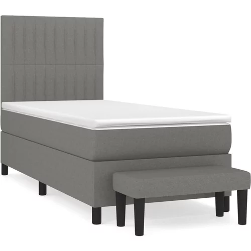 vidaXL Box spring postelja z vzmetnico temno siva 100x200 cm blago, (20900187)