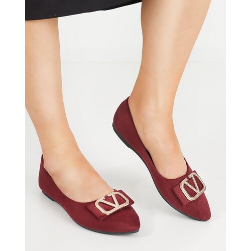 Resti Women's burgundy ballerinas with an ornament on the toe Cavo - Footwear Cene