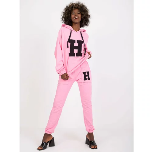 Fashion Hunters Light pink cotton sweatshirt set with pockets from Natela