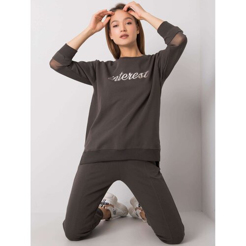 Fashion Hunters Set of dark khaki sweatshirts with application Slike