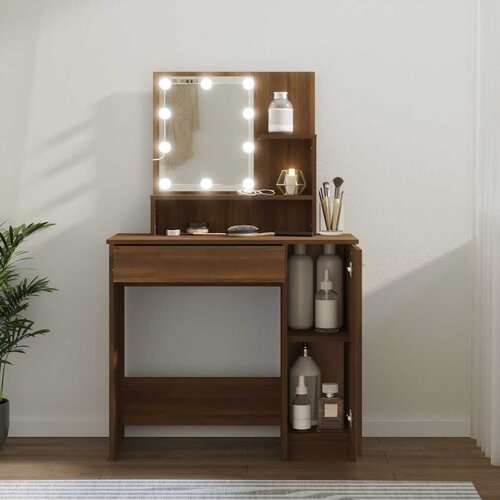  Toaletni stolić LED boja smeđeg hrasta 86,5x35x136 cm Cijene