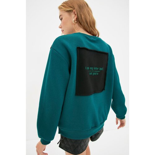 Trendyol Oil Printed Basic Knit Raised Sweatshirt Slike